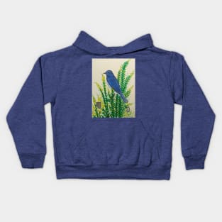 Nevada state bird and flower, the mountain bluebird and sagebrush Kids Hoodie